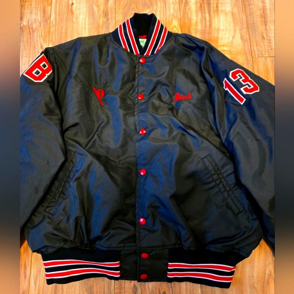 Vintage MAPLE Ray & Pegs 13 / 2B  Nylon Jacket Bomber Black Size-XXL